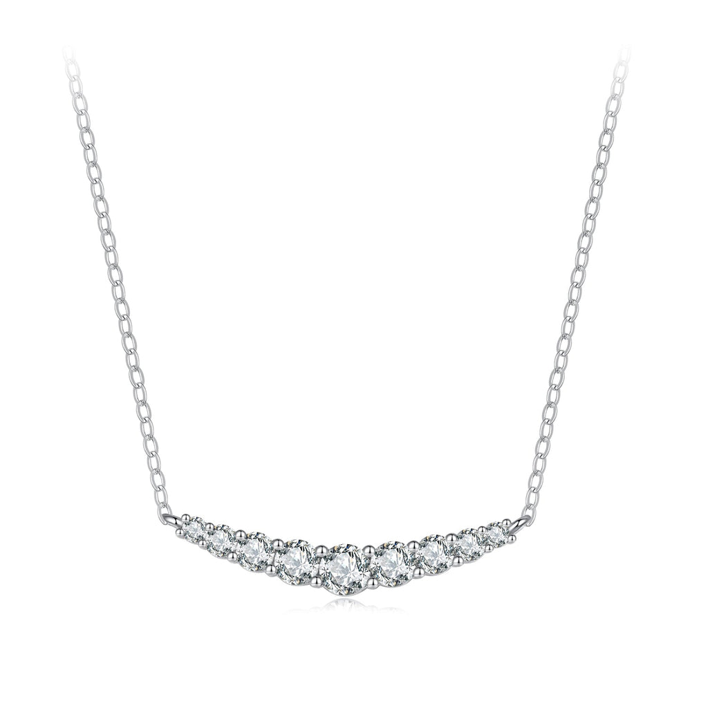 925 Sterling Silver 38+5cm White Gold Plated Moissanite Necklace for Women