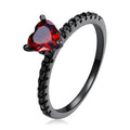 925 Sterling Silver Black Gold Plated 0.70 Carat CZ Ring Size 6 for Women