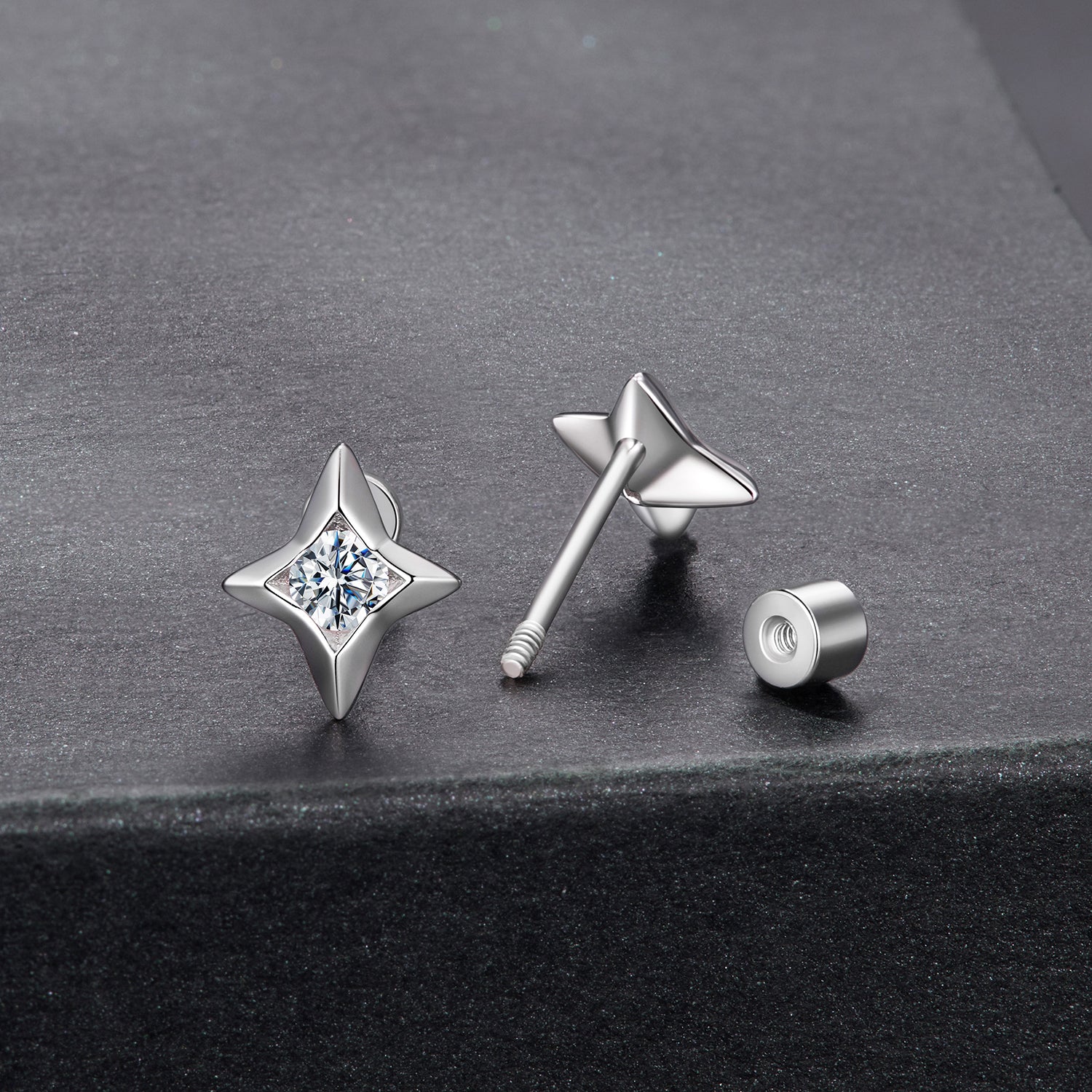 925 Sterling Silver Moissanite Earrings 0.8cm for Women