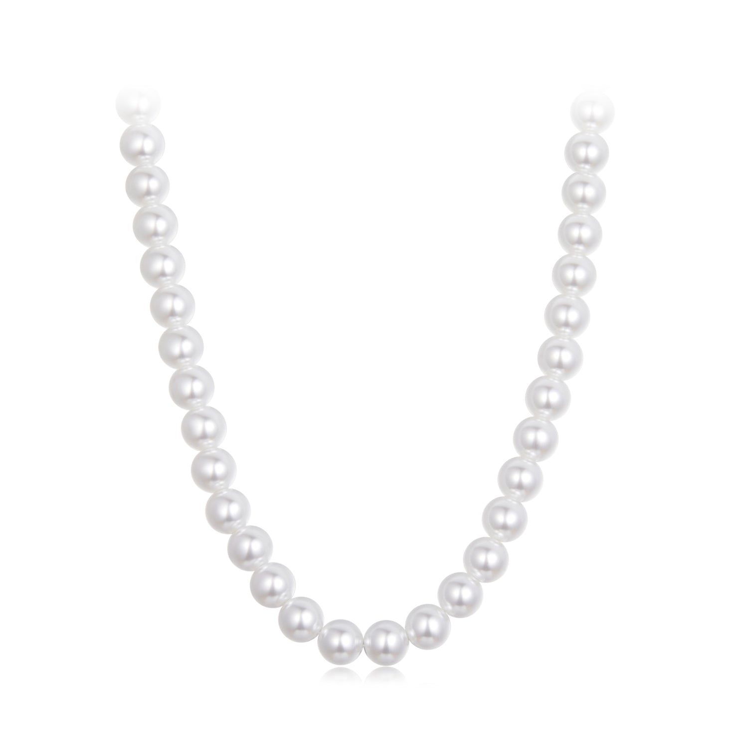 925 Sterling Silver White Gold Plated 39-45.5cm Quality Shell Pearl Necklace for Women