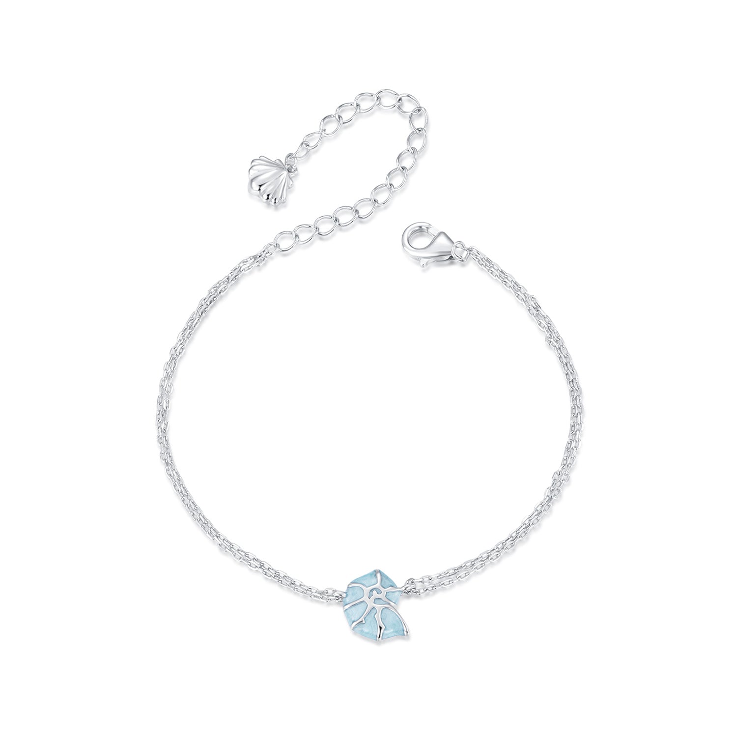 925 Sterling Silver White Gold Plated Bracelet with Enamel Process