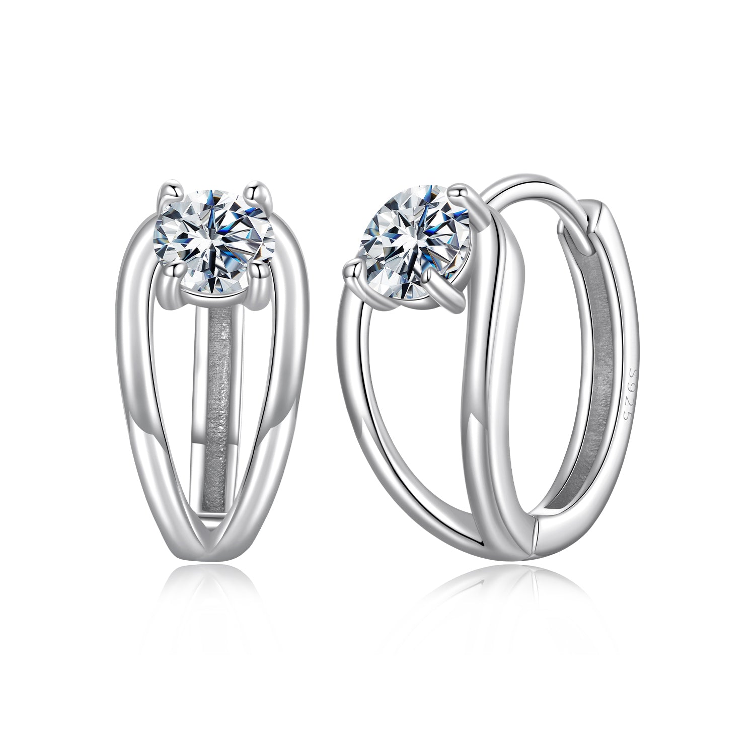 925 Sterling Silver 0.40 Carat Moissanite Earrings for Women