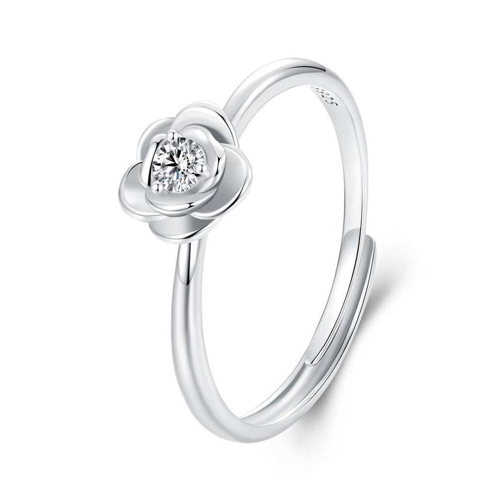 925 Sterling Silver White Gold Plated Moissanite Ring Size E for Women