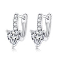 925 Sterling Silver Oxidized Earrings with CZ for Women - 1.7x0.7cm