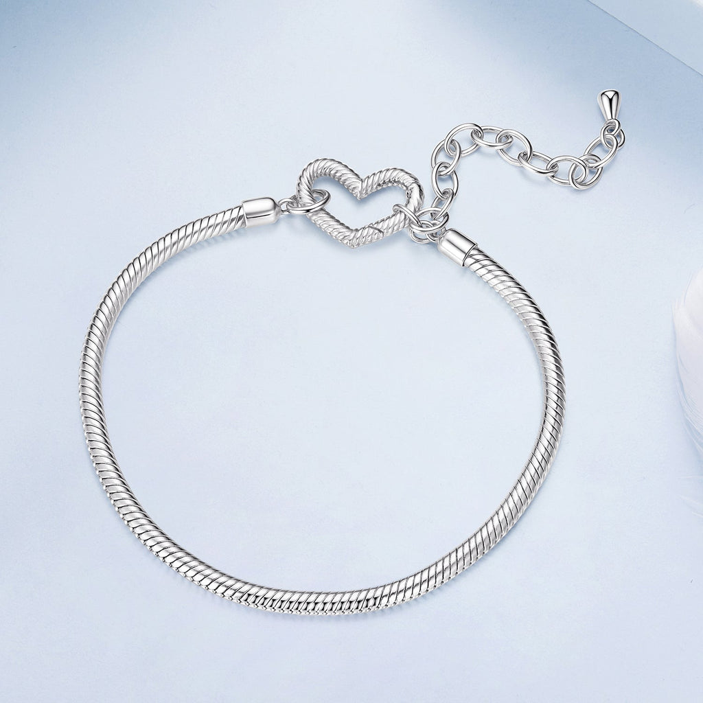 925 Sterling Silver Plated White Gold Bracelet - Adjustable 17+5cm