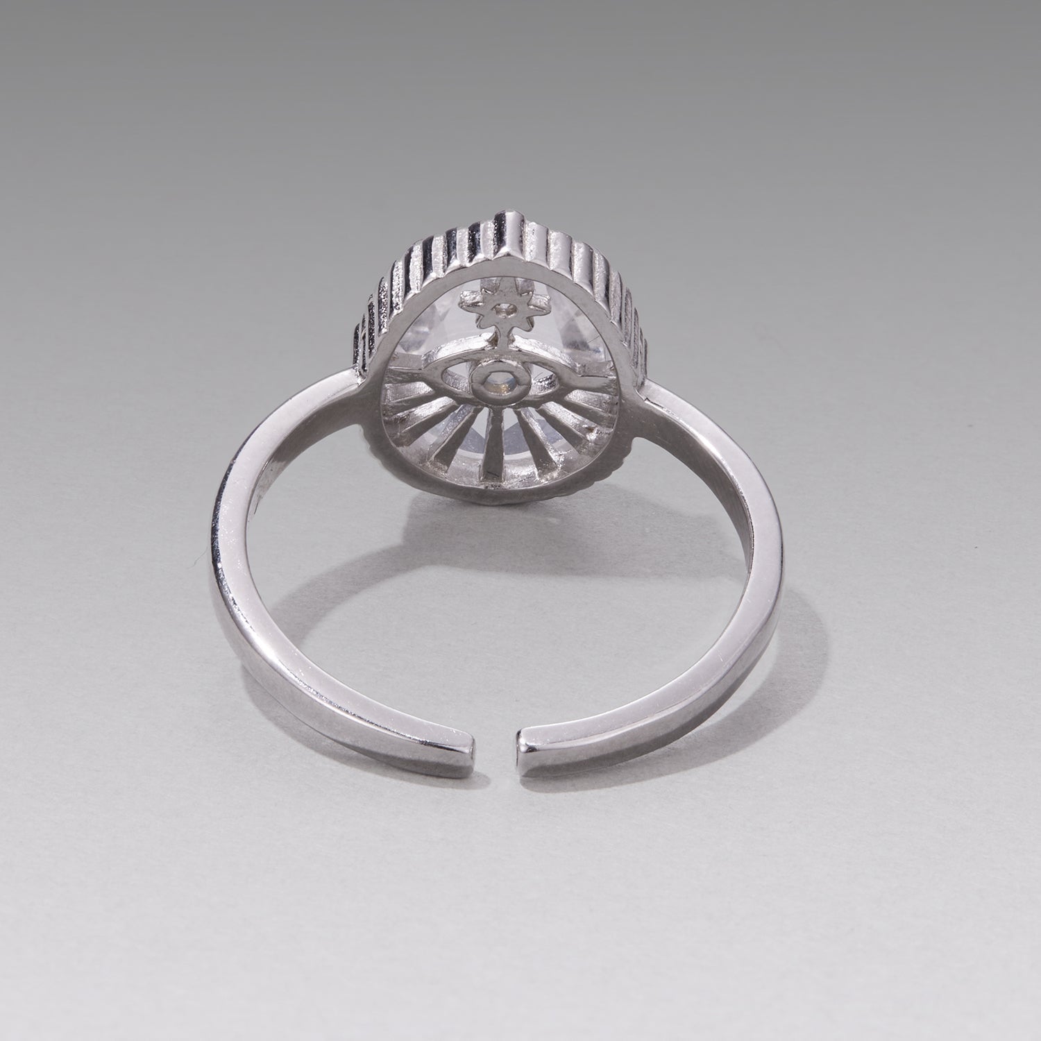 925 Sterling Silver Ring with Transparent Glass & Nano Opal, Width 0.18cm, Style E, for Women