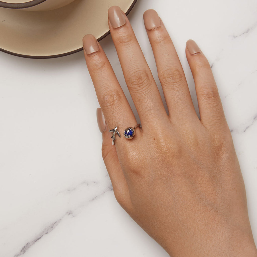 925 Silver 1.8mm Lapis Lazuli Ring