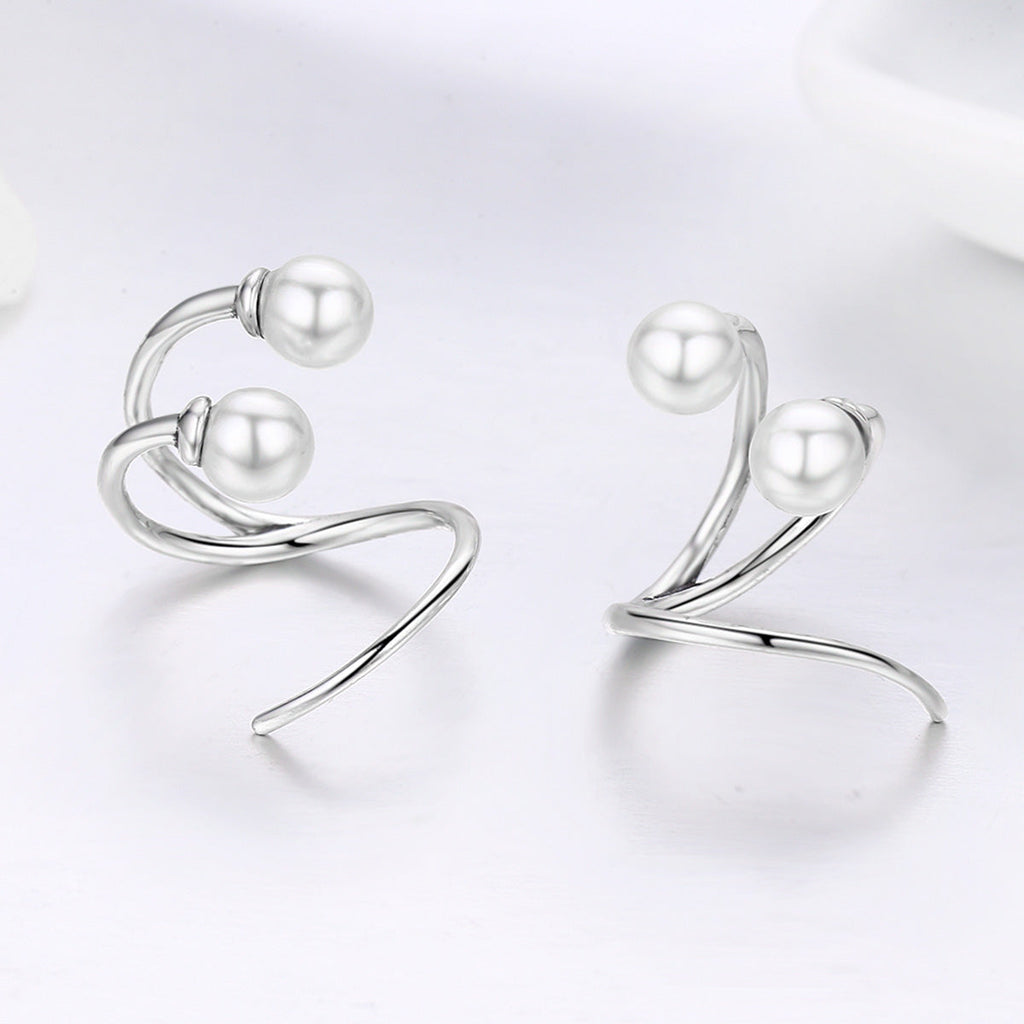925 Sterling Silver Oxidized Earrings with Shell Pearl for Women