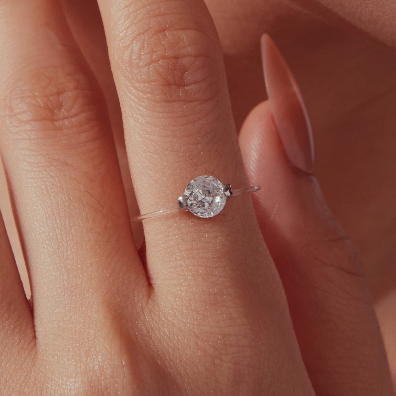 925 Sterling Silver White Gold Plated CZ Ring Size 6 for Women