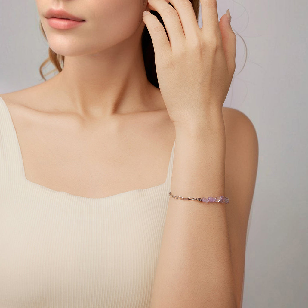 925 Sterling Silver & White Gold Plated Crystal Bracelet 16+5cm for Women