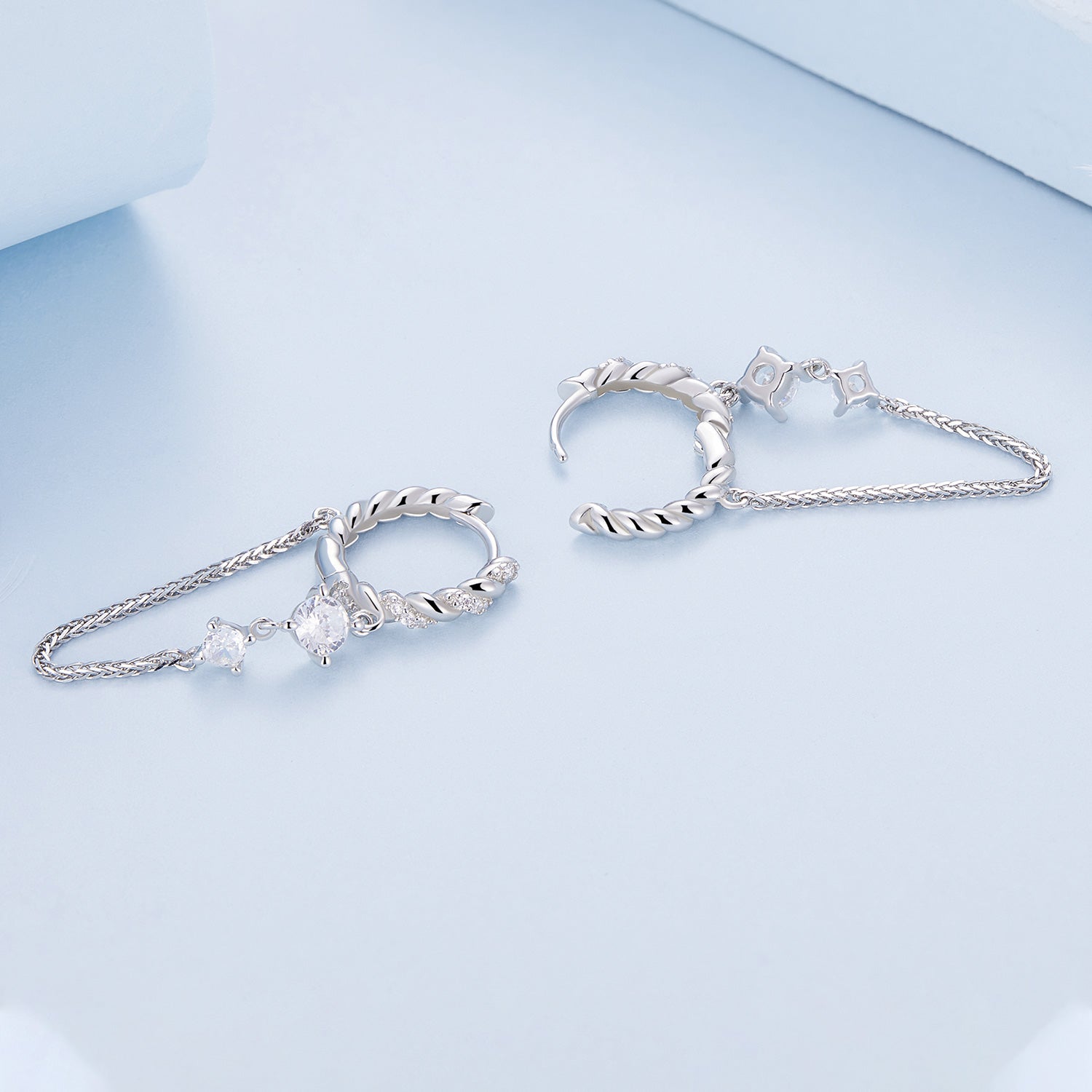 925 Sterling Silver Earrings with Pavé Setting CZ, 34*6mm for Women