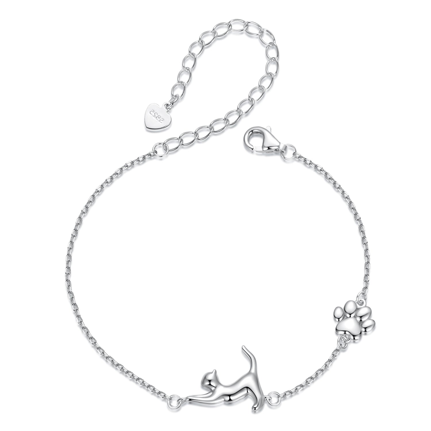 925 Sterling Silver & Plated White Gold Adjustable Bracelet for Women