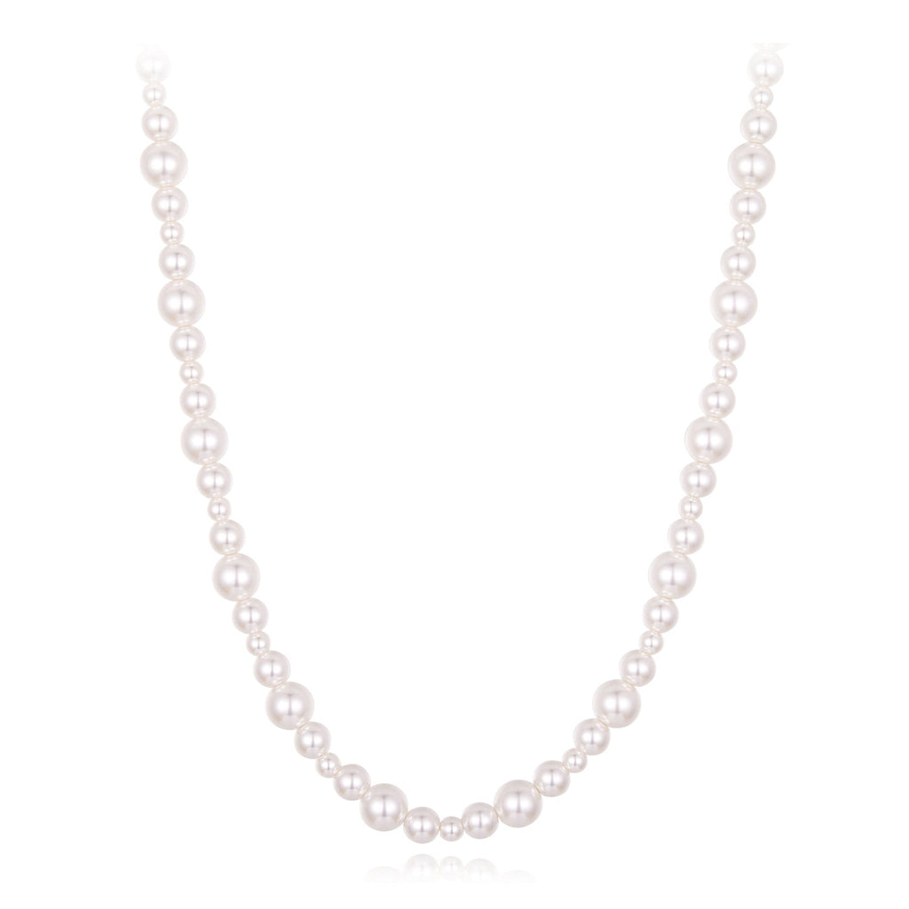925 Sterling Silver White Gold Plated Necklace with Synthetic Pearls for Women