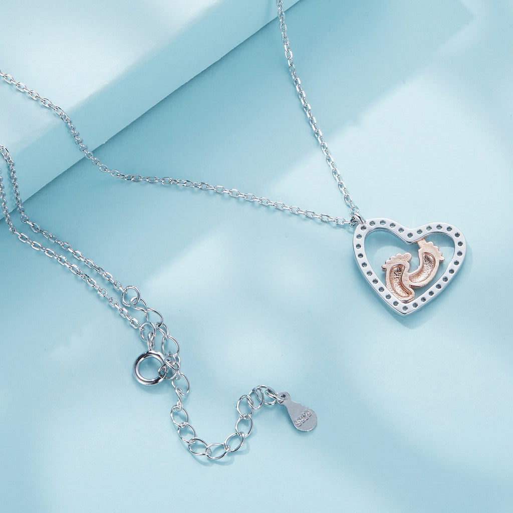 925 Sterling Silver Necklace with CZ in Rose Gold and Platinum Finish, 400mm Chain Length for Women