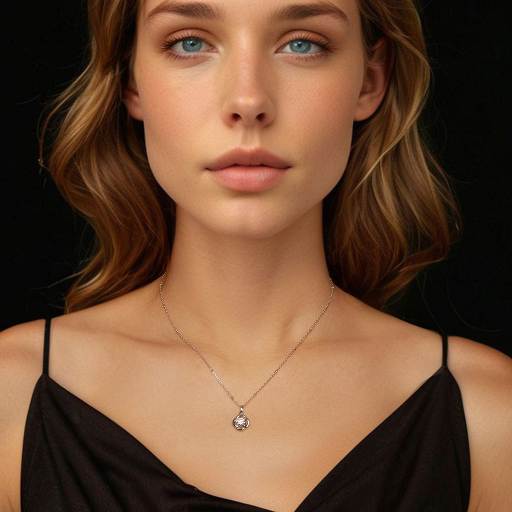 925 Sterling Silver 0.5 Carat Moissanite Necklace with White Gold Plating for Women