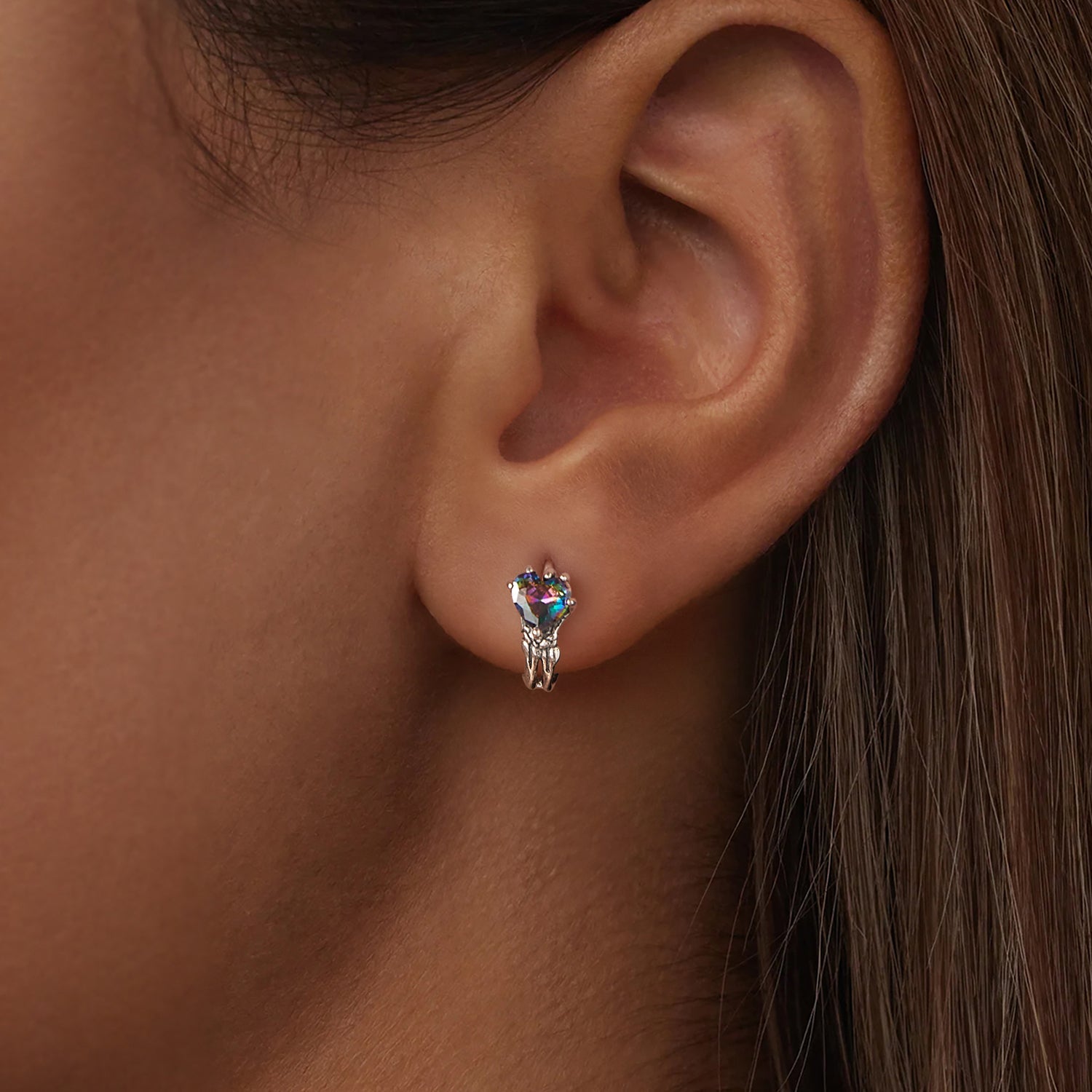 925 Sterling Silver Earrings with Transparent Glass for Women