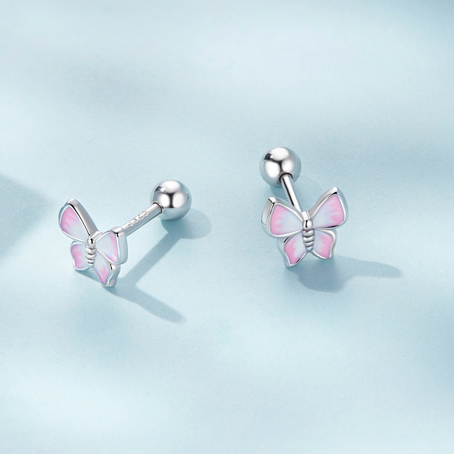 925 Sterling Silver Earrings with Enamel Process, 0.6cm, for Women