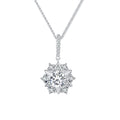 925 Sterling Silver Moissanite Necklace with Pavé Setting, 45cm, Platinum Plated, Women