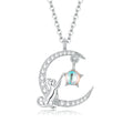 925 Sterling Silver Adjustable Moonstone Necklace with CZ Accents for Women