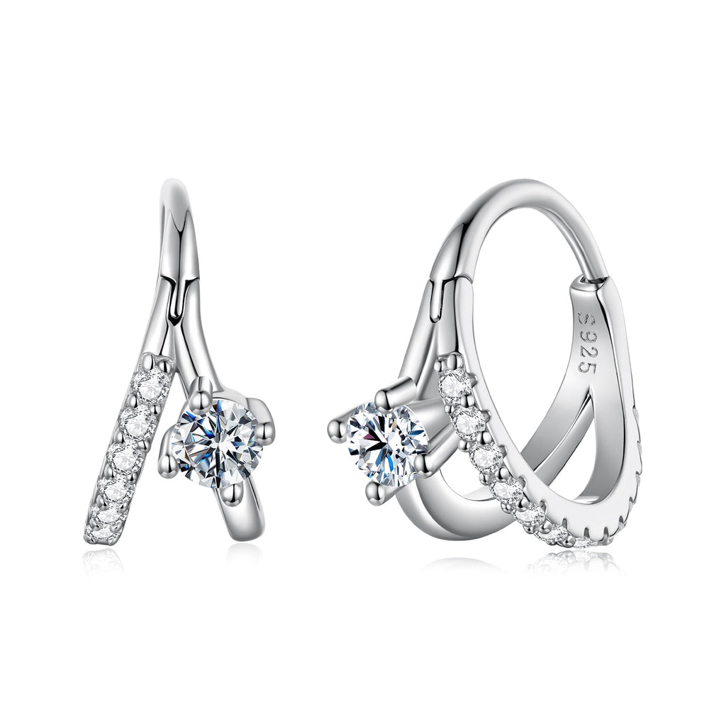 925 Sterling Silver Moissanite 0.3ct Earrings Size 1.2*0.6cm for Women