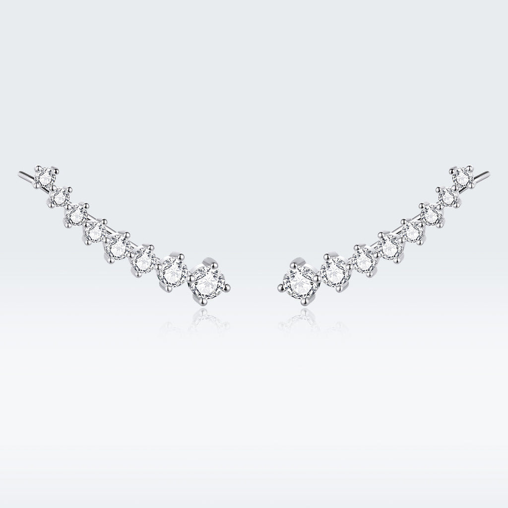 925 Sterling Silver Earrings with Pavé Setting CZ - 2.9*0.7cm