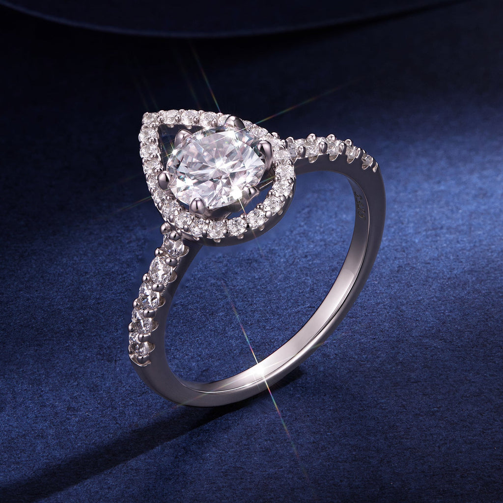 925 Sterling Silver Moissanite 1 Carat Pendant Ring Size 6 for Women