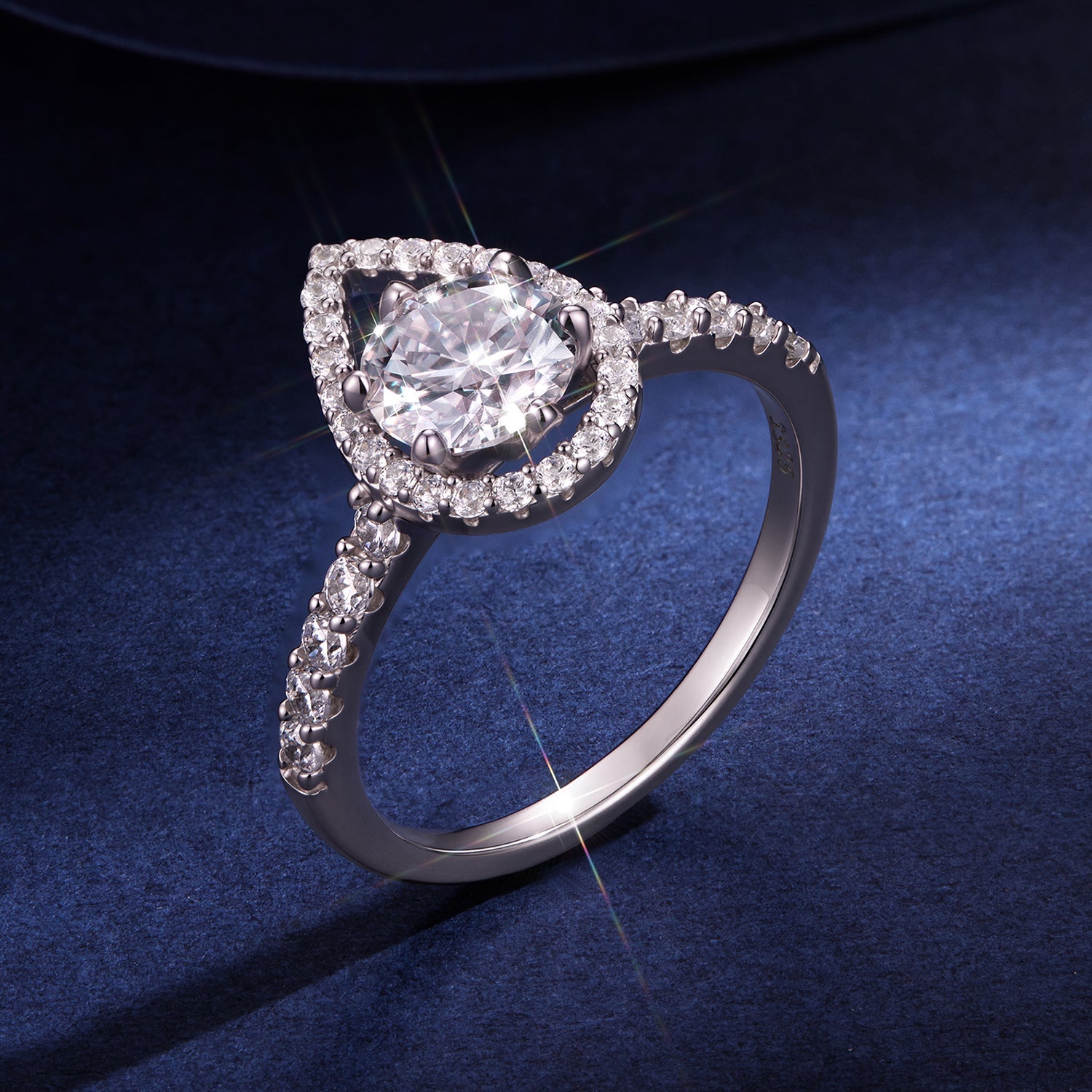925 Sterling Silver Moissanite 1 Carat Pendant Ring Size 6 for Women
