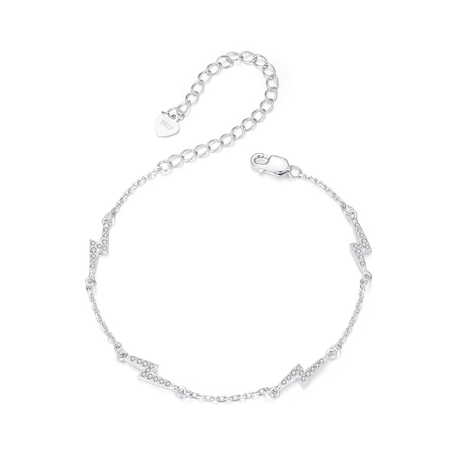 925 Sterling Silver Pave Setting CZ Bracelet with White Gold Plating