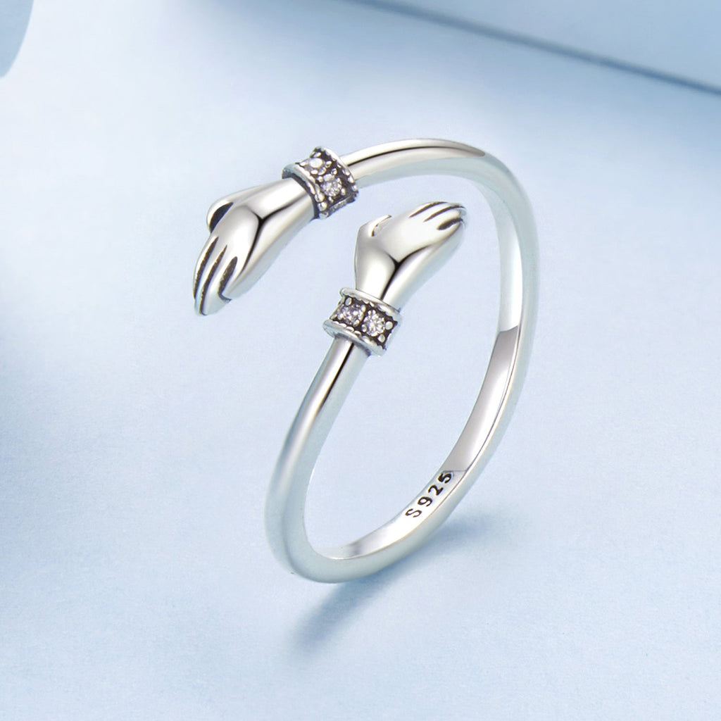925 Sterling Silver Oxidized Pavé CZ Ring