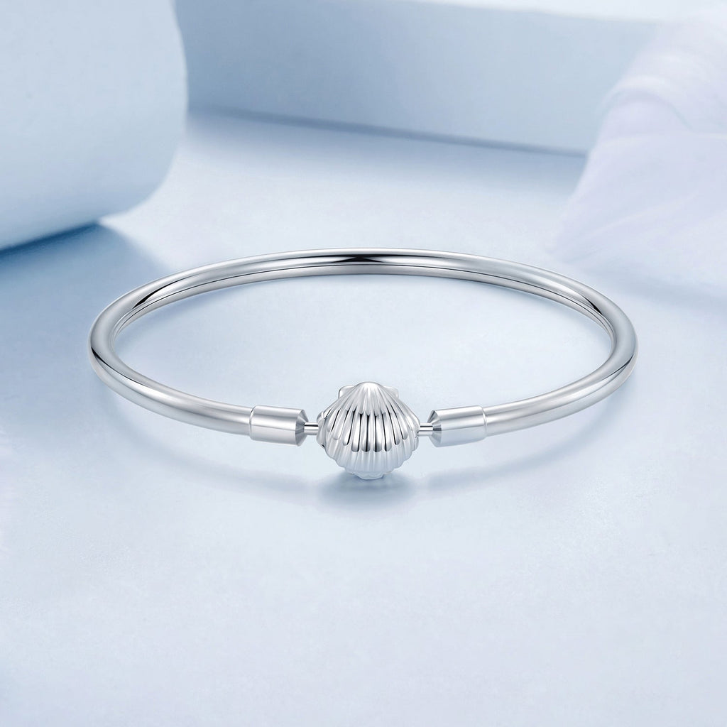925 Sterling Silver White Gold Plated Bracelet 17.0 cm Inner Diameter 55mm for Women