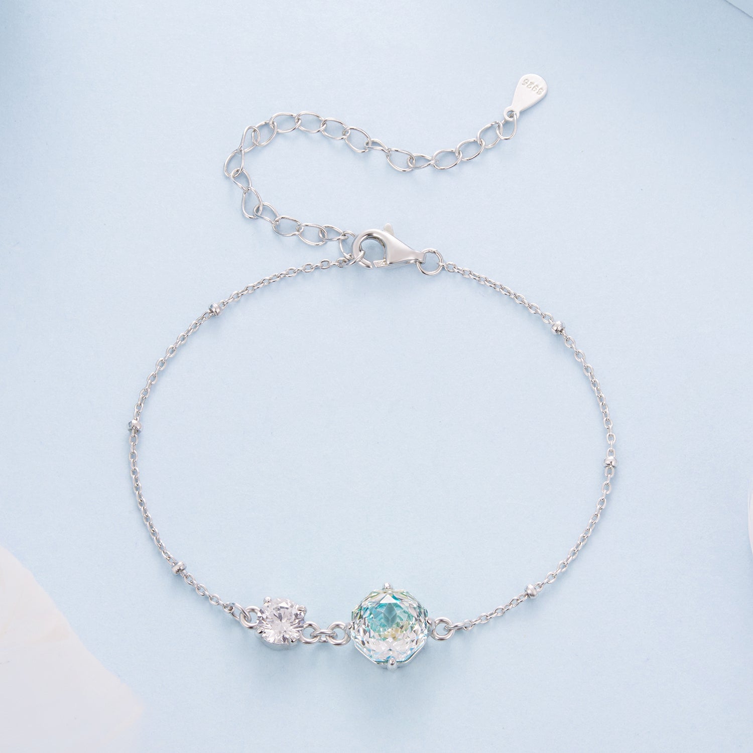 925 Sterling Silver 0.8cm CZ White Gold Plated Bracelet for Women