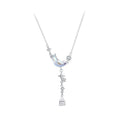 925 Sterling Silver Pendant Necklace with CZ and Transparent Glass for Women