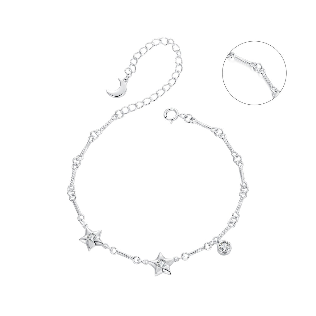 925 Sterling Silver White Gold Plated CZ Bracelet for Women