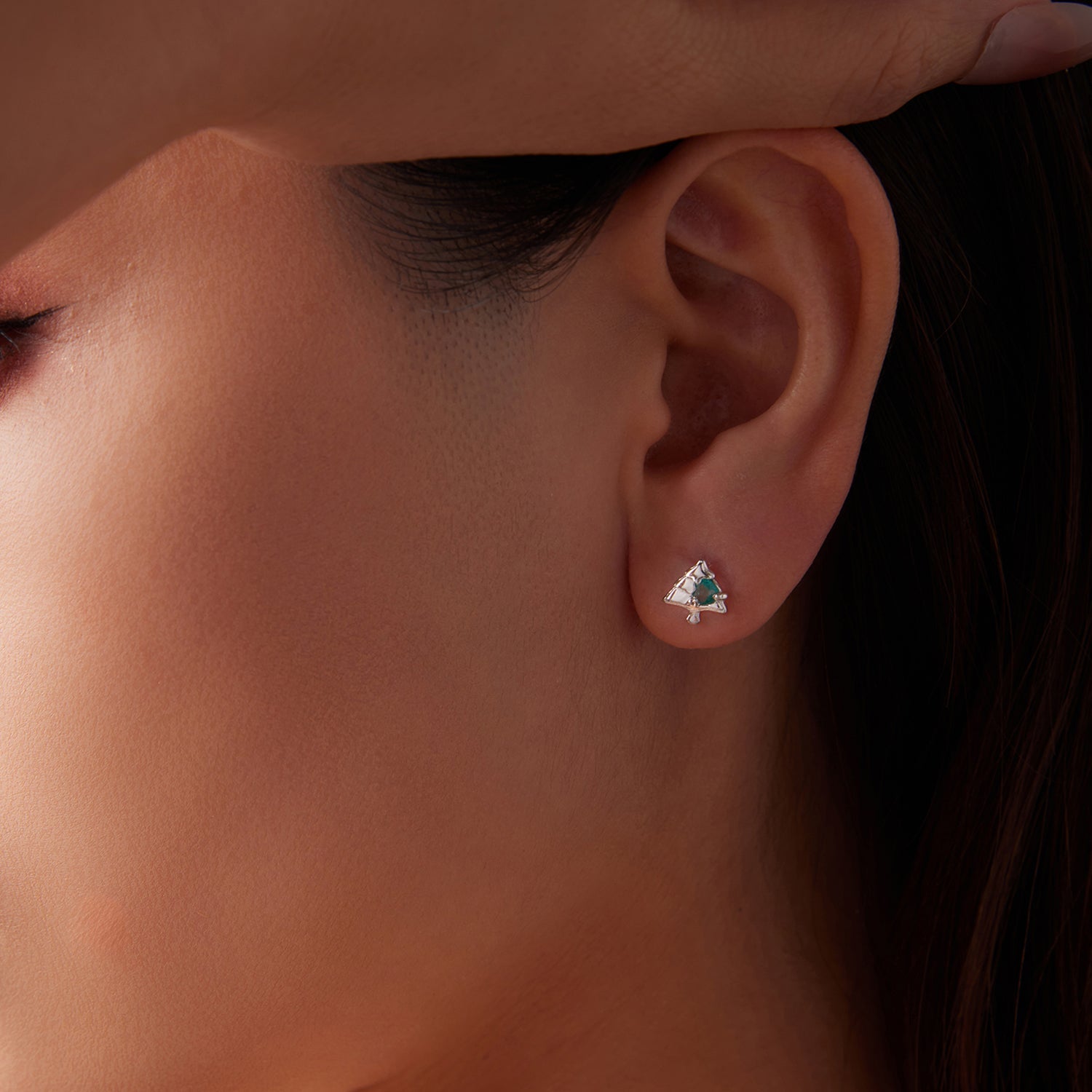 925 Sterling Silver White Gold Plated Transparent Glass Earrings for Women