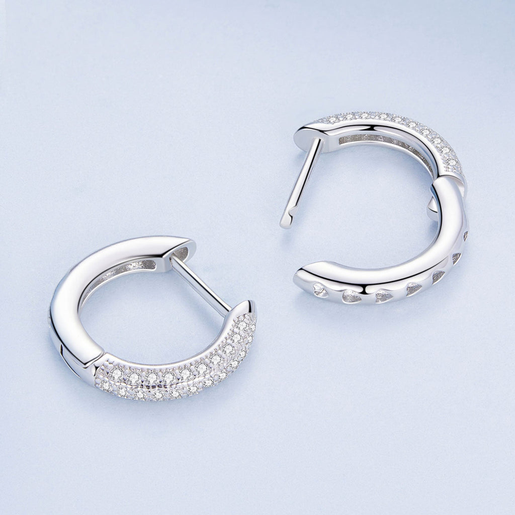 925 Sterling Silver Pavé Setting CZ Earrings for Women