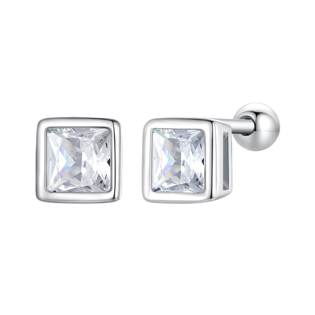 925 Sterling Silver 5mm Pavé Setting CZ Earrings for Women