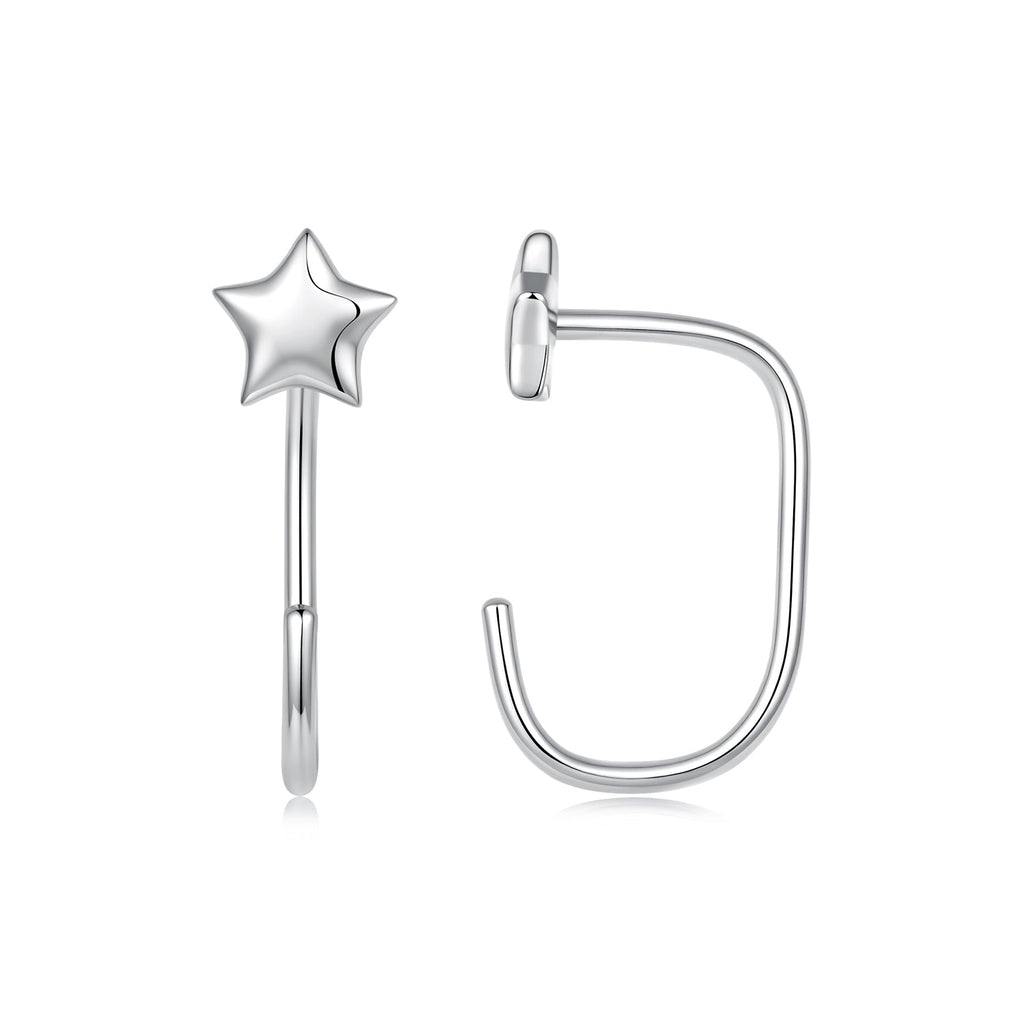 925 Sterling Silver Brass Earrings with White Gold Plating 1.4cm for Women