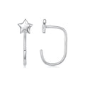 925 Sterling Silver Brass Earrings with White Gold Plating 1.4cm for Women