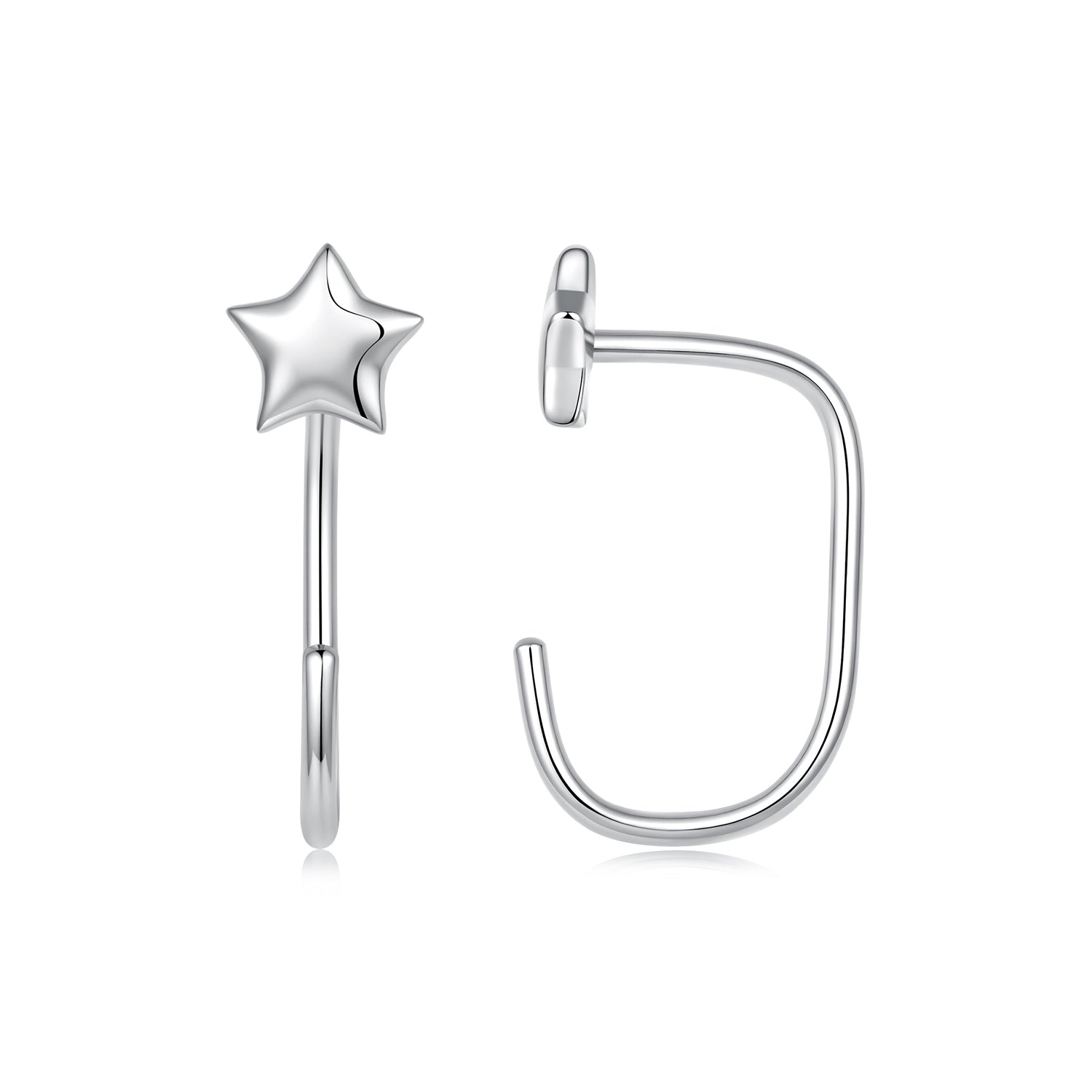 925 Sterling Silver Brass Earrings with White Gold Plating 1.4cm for Women