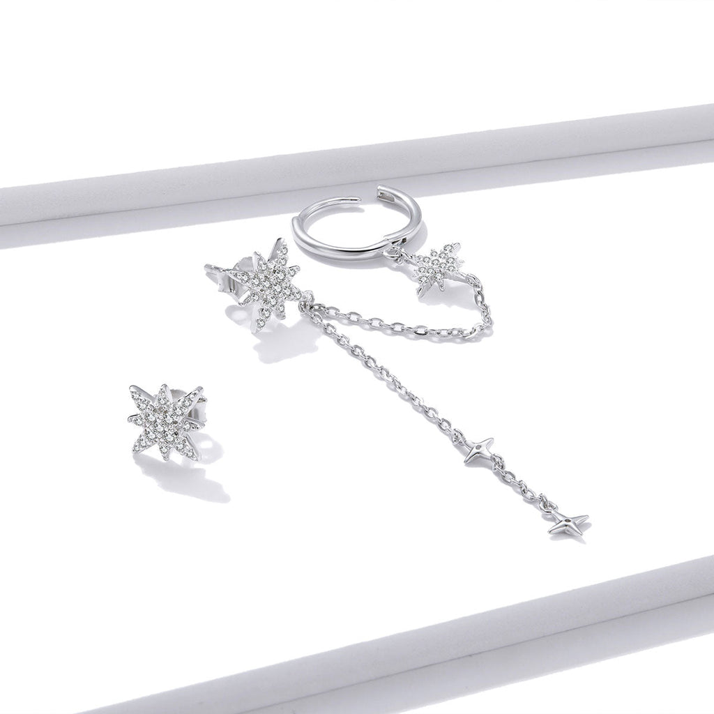 S925 Sterling Silver Earrings with CZ in Pavé Setting, 5.9cm Length, 1cm Size for Women