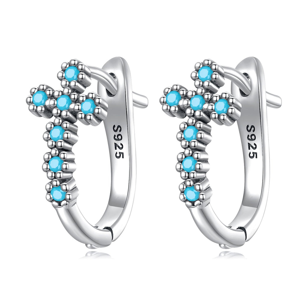 925 Sterling Silver Turquoise Earrings 1.5x0.7cm Oxidized Silver for Women