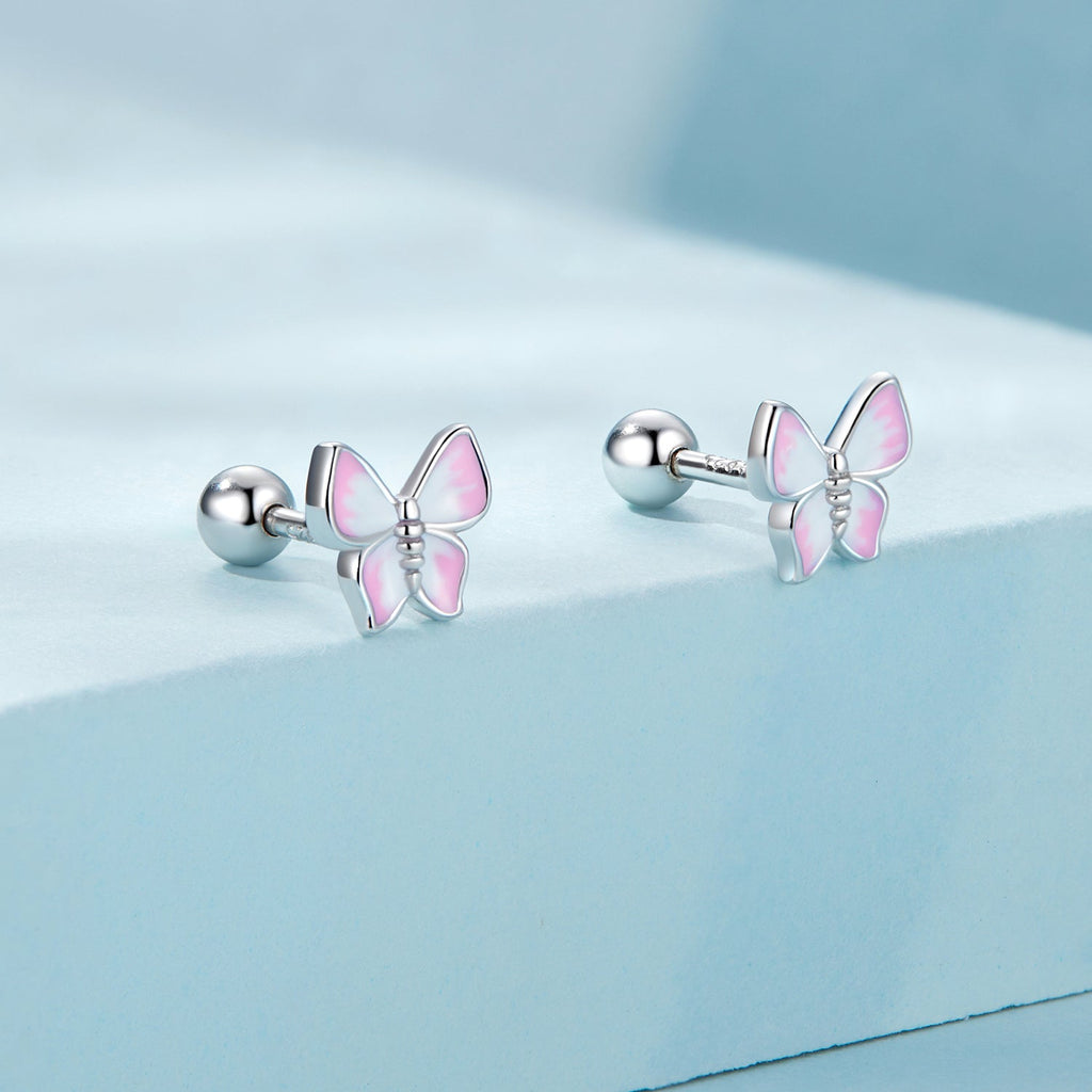 925 Sterling Silver Earrings with Enamel Process, 0.6cm, for Women