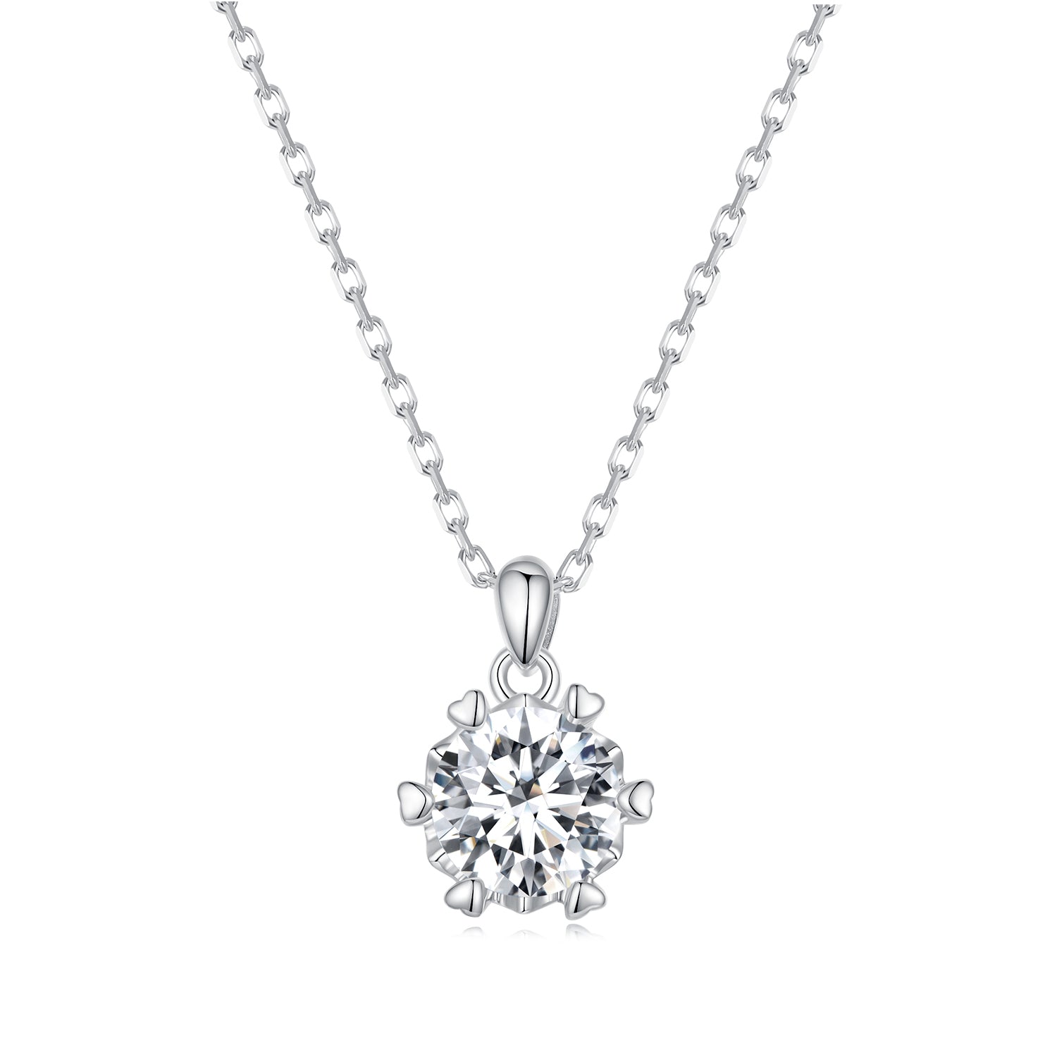 925 Sterling Silver Moissanite Necklace 39cm+5cm Length for Women