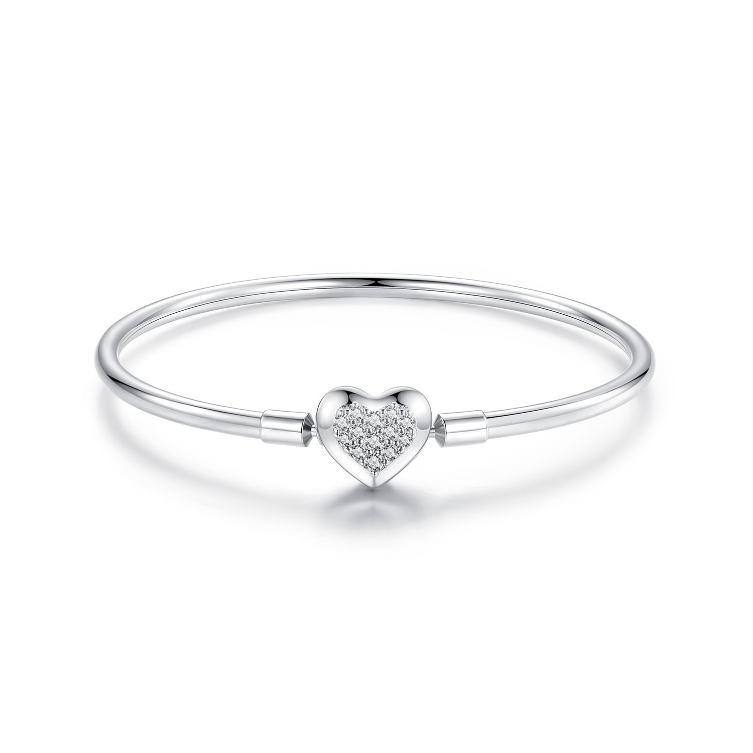 925 Sterling Silver White Gold Plated CZ Bracelet for Women - Size 17.0