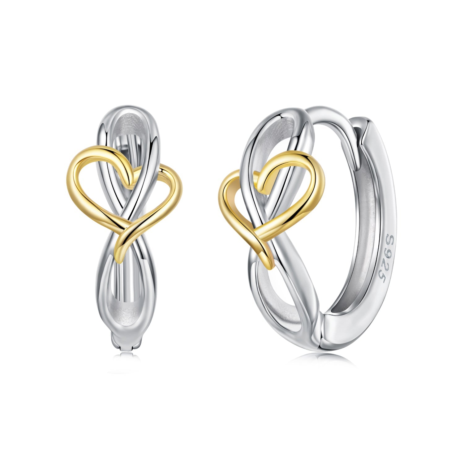 925 Sterling Silver Plated White Gold & Gold Hoop Earrings for Women