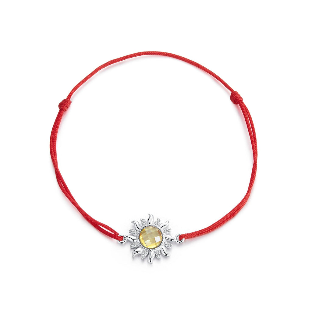 925 Sterling Silver Adjustable Length Bracelet with CZ and Glass Pendant for Women