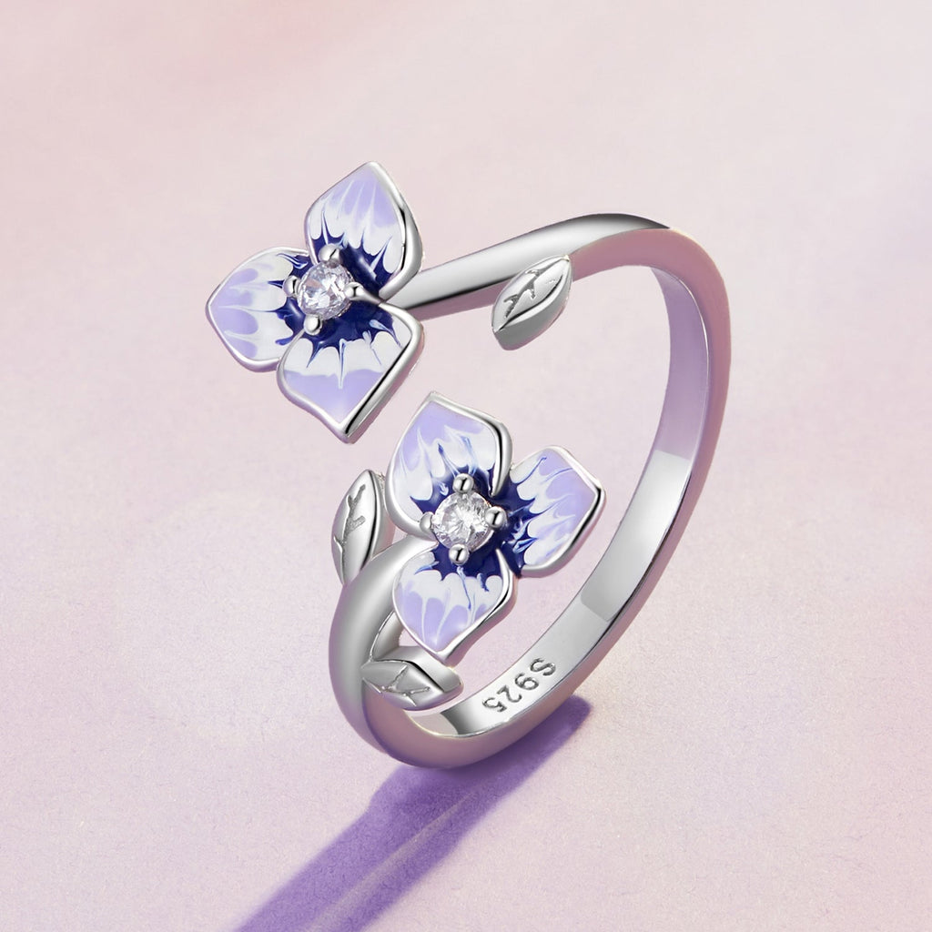 S925 Sterling Silver Enamel CZ Pavé Setting Ring for Women