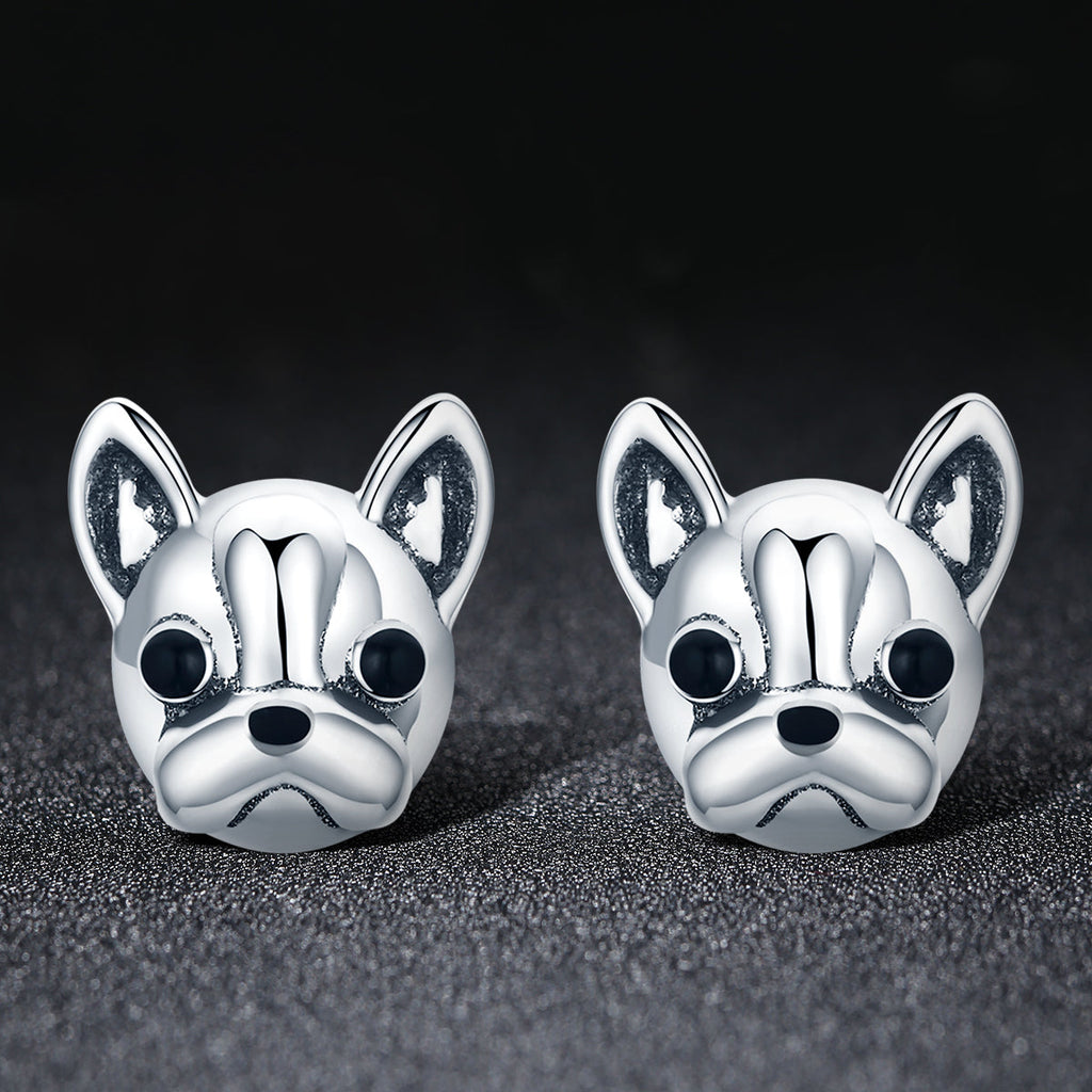 925 Sterling Silver Oxidized Enamel Earrings for Women 1*1cm