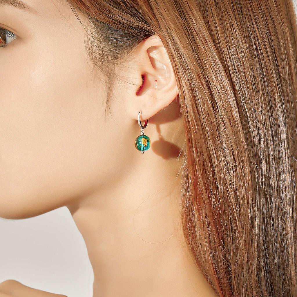 925 Sterling Silver Earrings with Glass Bead for Women
