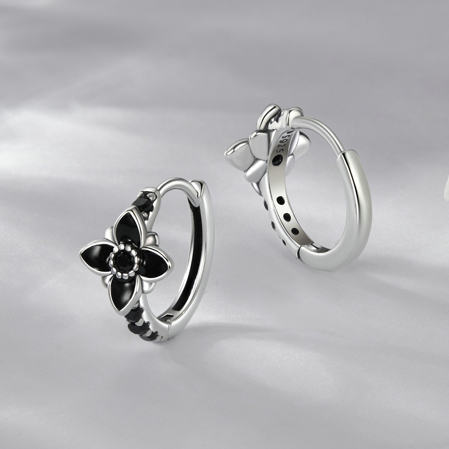 925 Sterling Silver Enamel and CZ Earrings for Women